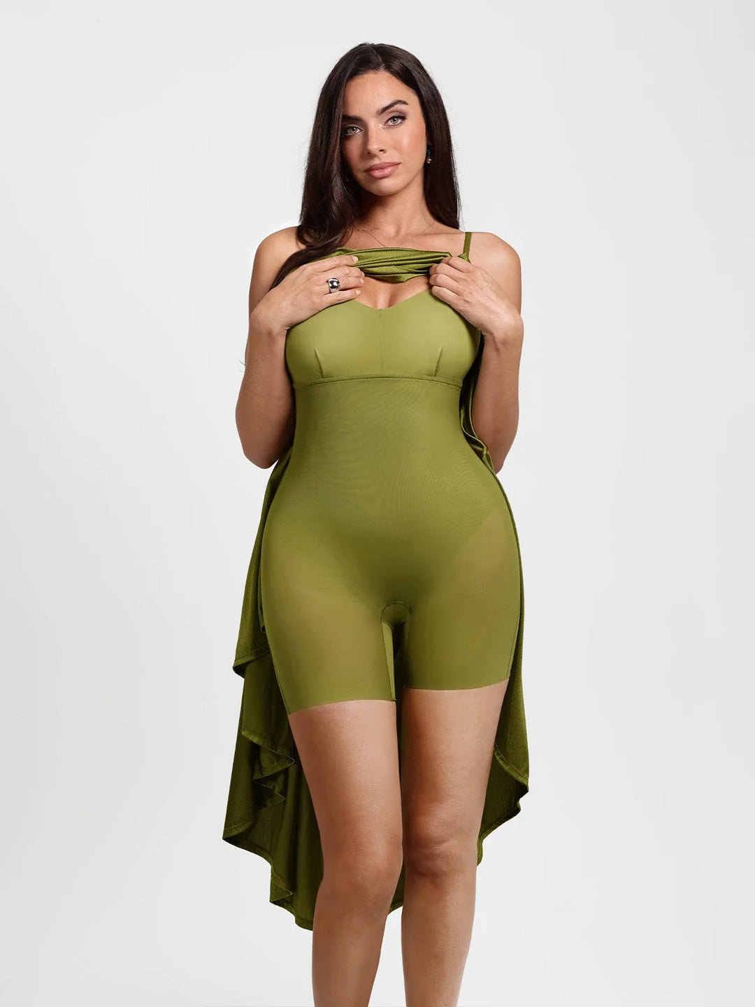 Popilush® Shapewear Strappy Cowl Neck Fit & Flare Maxi Dress