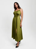 Popilush® Shapewear Strappy Cowl Neck Fit & Flare Maxi Dress