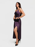 Popilush® Shapewear Strappy Cowl Neck Fit & Flare Maxi Dress