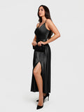 Popilush® Shapewear Strappy Cowl Neck Fit & Flare Maxi Dress
