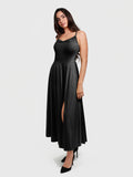 Popilush® Shapewear Strappy Cowl Neck Fit & Flare Maxi Dress