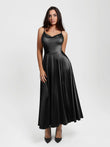 Popilush® Black / XS Shapewear Strappy Cowl Neck Fit & Flare Maxi Dress
