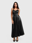 Popilush® Black / XS Shapewear Strappy Cowl Neck Fit & Flare Maxi Dress