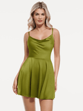 Popilush® Mini Dress / Green / XS Shapewear Strappy Cowl Neck Fit & Flare Maxi Dress