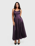Popilush® Purple / XS Shapewear Strappy Cowl Neck Fit & Flare Maxi Dress