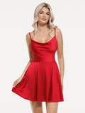 Shapewear Strappy Cowl Neck Fit & Flare Midi Dress