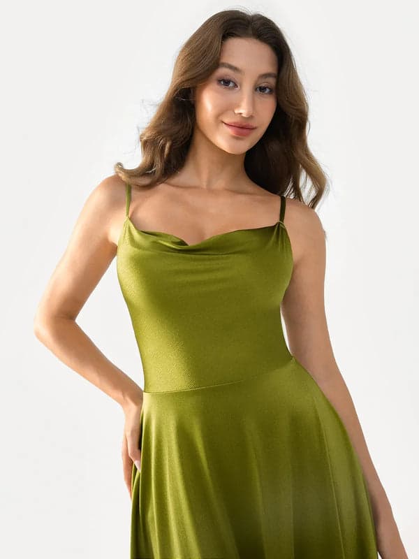 Popilush® Shapewear Strappy Cowl Neck Tummy Control Flare Dress