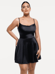 Popilush® Black / XS Shapewear Strappy Cowl Neck Tummy Control Flare Dress