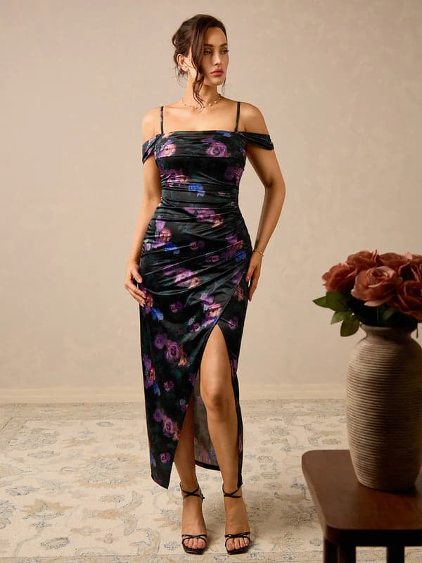 Popilush® Shapewear Strappy Cowl Neck Tummy Control Flare Dress (Copy)