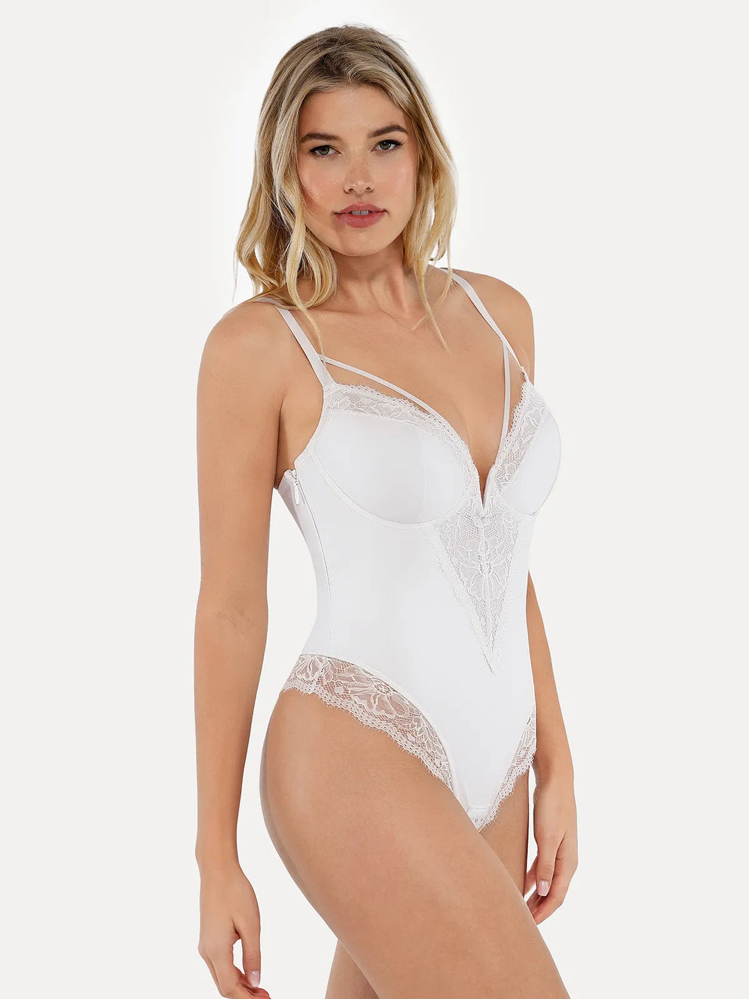 Popilush® Sexy Tops Body Shaper Shapewear Strappy Tummy Control Lace Inset Bodysuit