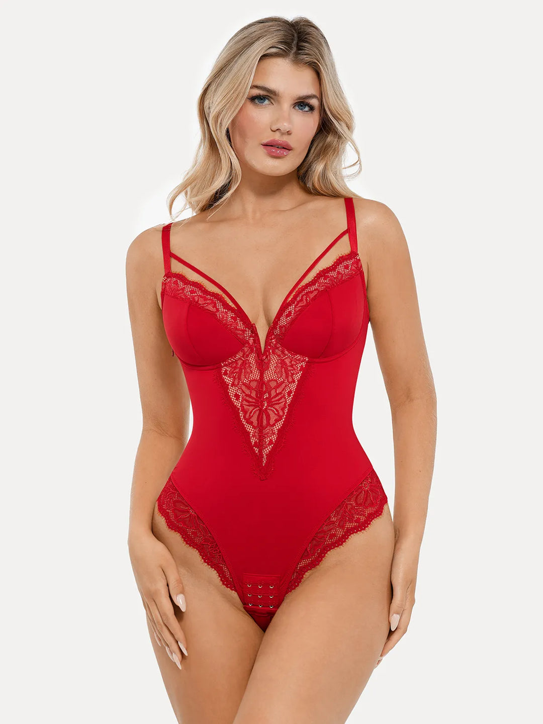 Strappy Lace Tummy Control Bodysuit | Hourglass Shapewear - Popilush Strappy Lace Tummy Control Bodysuit | Hourglass Shapewear - Popilush