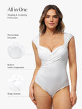 Popilush® Shapewear Sweet-Heart Neckline Cap Sleeve Bodysuit
