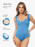 Popilush® Shapewear Sweet-Heart Neckline Cap Sleeve Bodysuit