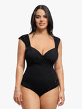 Popilush® Black / XS Shapewear Sweet-Heart Neckline Cap Sleeve Bodysuit