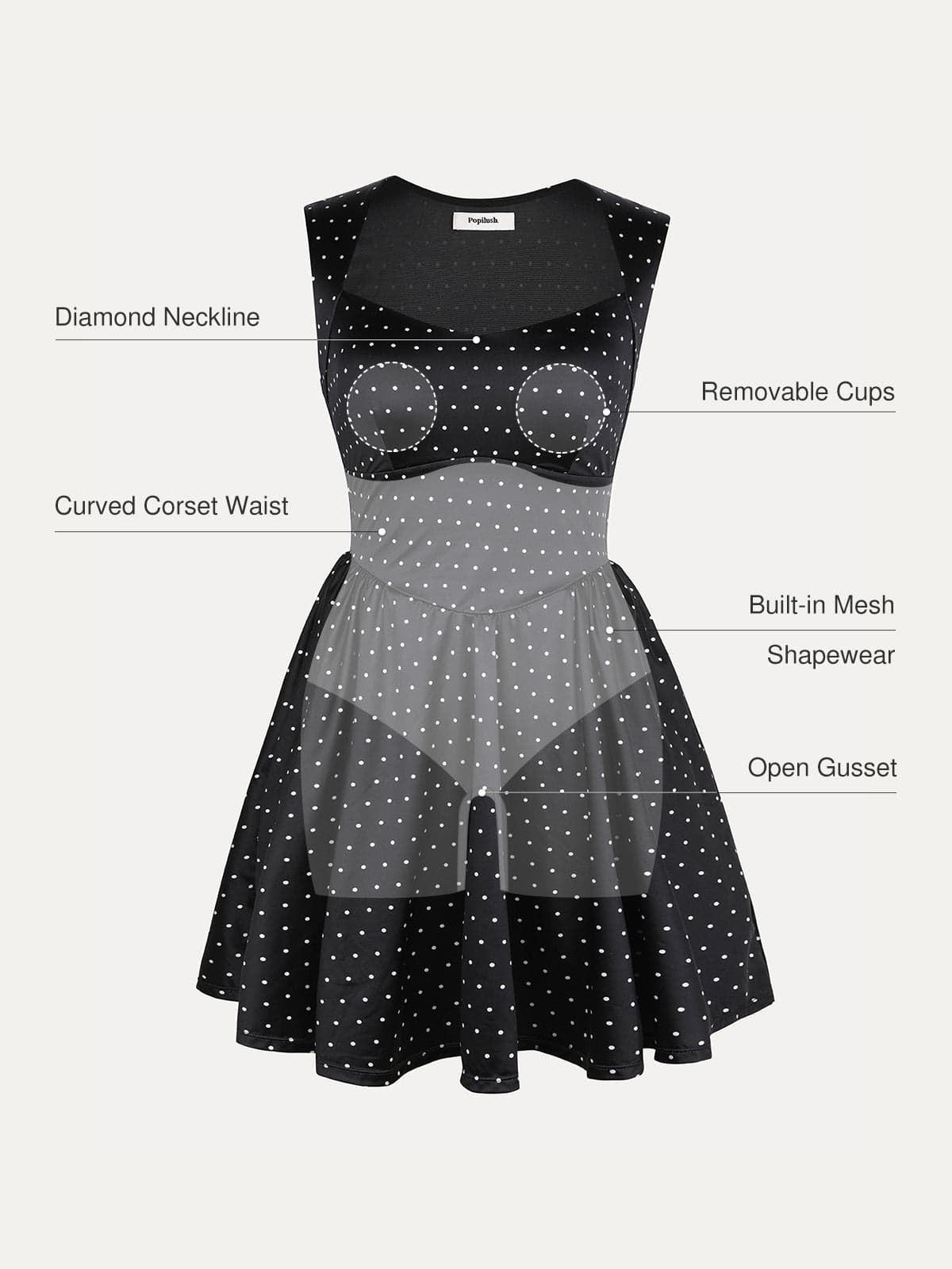 Sweetheart Neckline Fit & Flare Mini Dress | Shapewear – Popilush