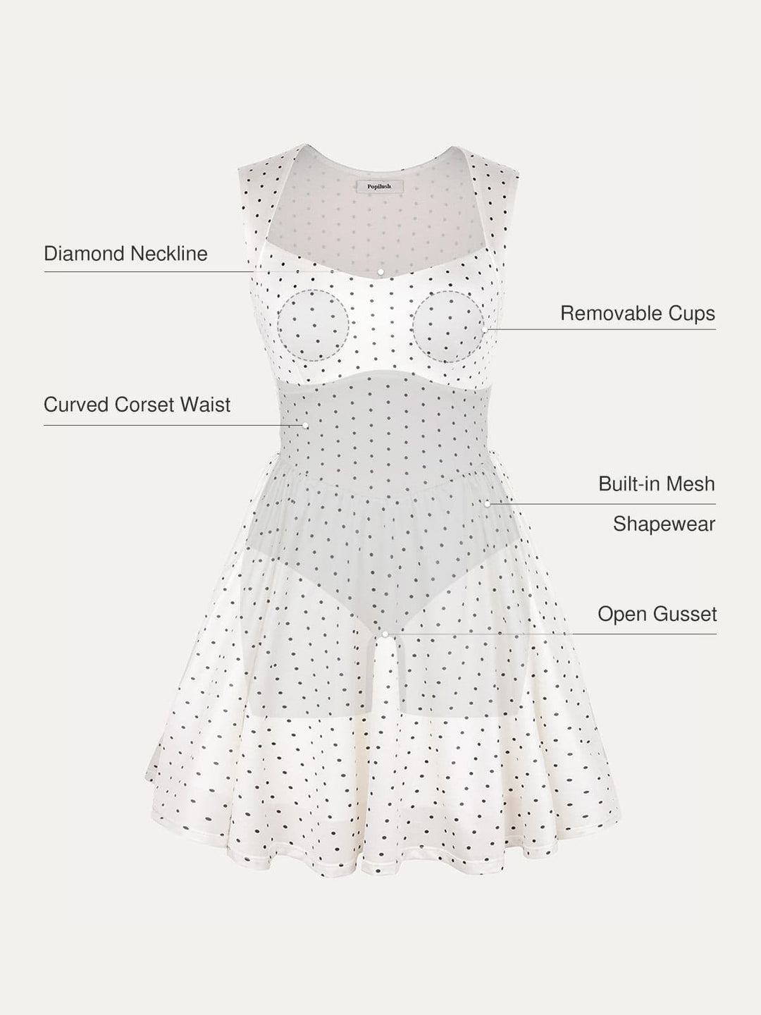 Popilush® Shapewear Sweetheart Neckline Fit & Flare Mini Dress