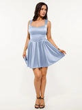 Popilush® Light Blue / XS Shapewear Sweetheart Neckline Fit & Flare Mini Dress