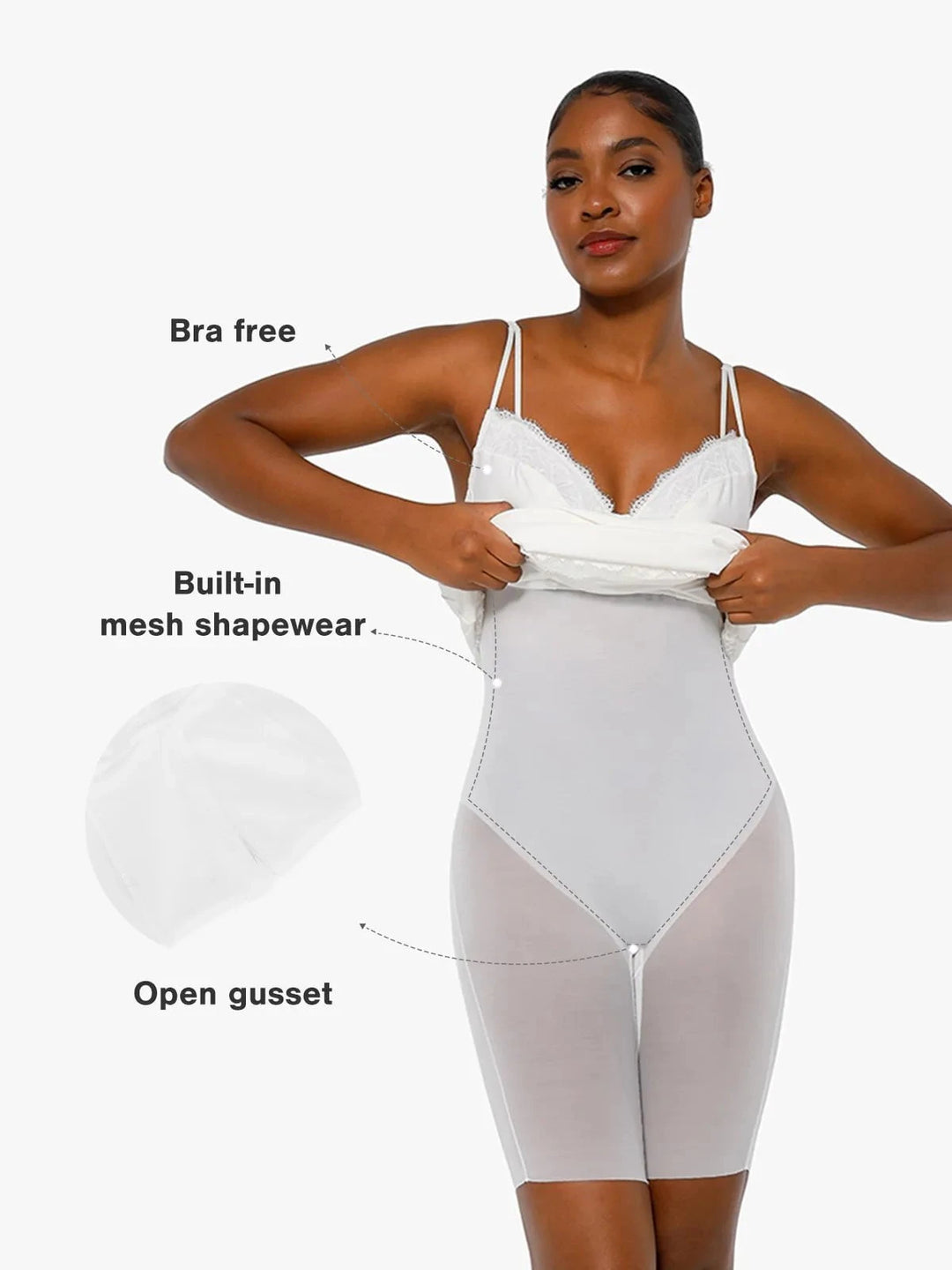 Popilush® Shapewear Tummy Control Lace Inset Midi Dress