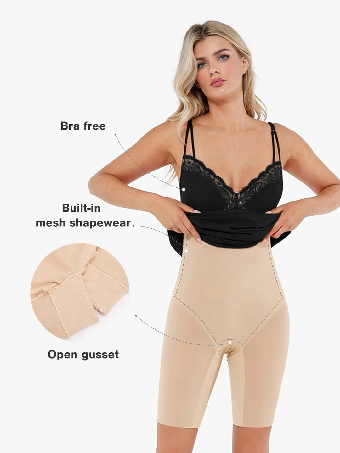 Popilush® Shapewear Tummy Control Lace Inset Midi Dress