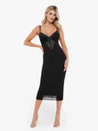 Popilush® Black / XS Shapewear Tummy Control Lace Inset Midi Dress