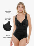 Popilush® Tummy Control One Piece Swimwear Shapewear Twist Front Ruched Sculpting Swimsuit