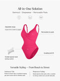 Popilush® Tummy Control One Piece Swimwear Shapewear Twist Front Ruched Sculpting Swimsuit