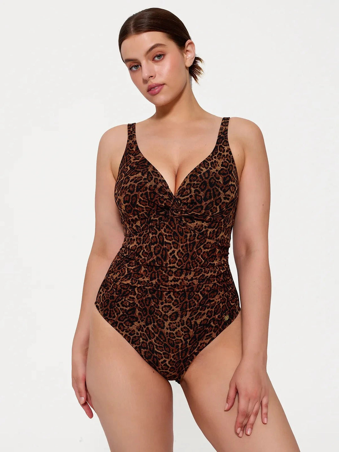 Popilush® Tummy Control One Piece Swimwear Leopard / XS Shapewear Twist Front Ruched Sculpting Swimsuit