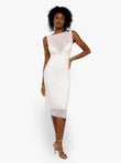 Elegant Shapewear Dress with Rhinestones by Popilush®. Midi dress, one-shoulder design