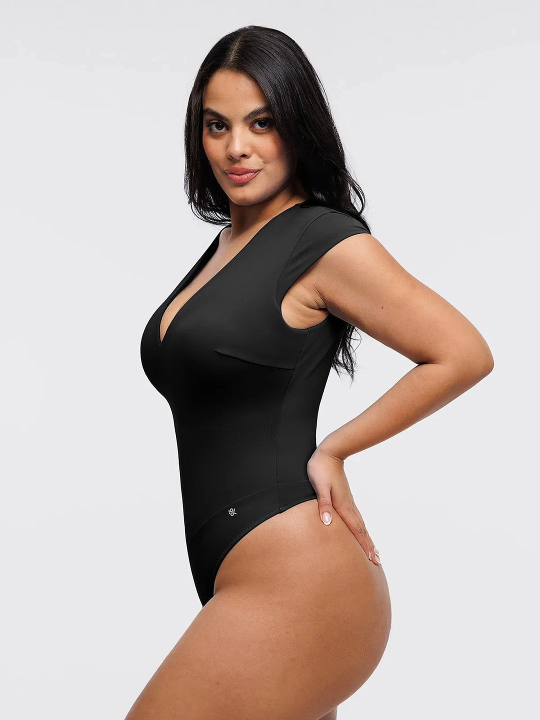 Popilush® Shapewear V Neck Cap Sleeve Tummy Control  Bodysuit
