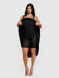 Popilush® Shapewear Velvet Rhinestone Pocket A-Line Maxi Dress