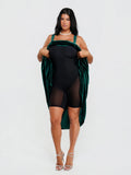 Popilush® Shapewear Velvet Rhinestone Pocket A-Line Maxi Dress