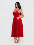 Popilush® Shapewear Velvet Rhinestone Pocket A-Line Maxi Dress