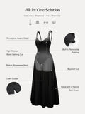 Popilush® Shapewear Velvet Rhinestone Pocket A-Line Maxi Dress