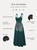Popilush® Shapewear Velvet Rhinestone Pocket A-Line Maxi Dress