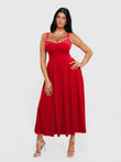 Popilush® Red / XS Shapewear Velvet Rhinestone Pocket A-Line Maxi Dress