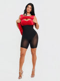 Popilush® Shapewear Velvet Rhinestone Straight-Neck Bodycon Maxi Dress