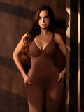 Popilush® Shapewear Zip Front Deep V Adjustable Strap Jumpsuit