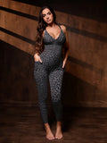 Popilush® Shapewear Zip Front Deep V Adjustable Strap Jumpsuit
