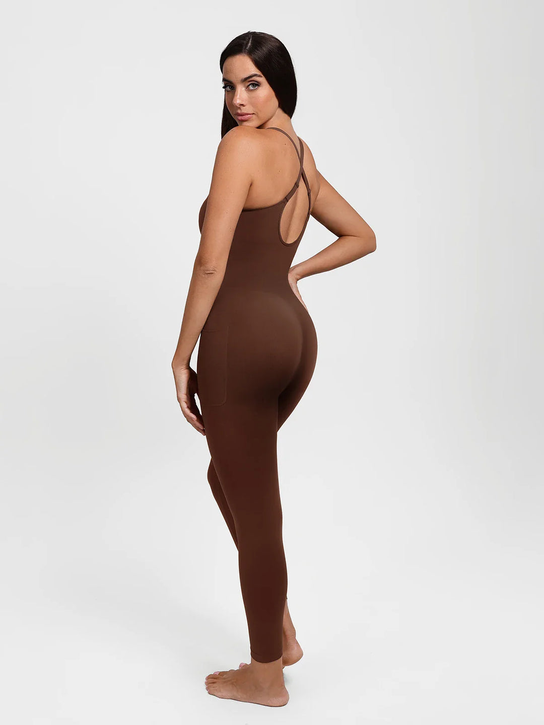 Popilush® Shapewear Zip Front Deep V Adjustable Strap Jumpsuit(DRAFT)