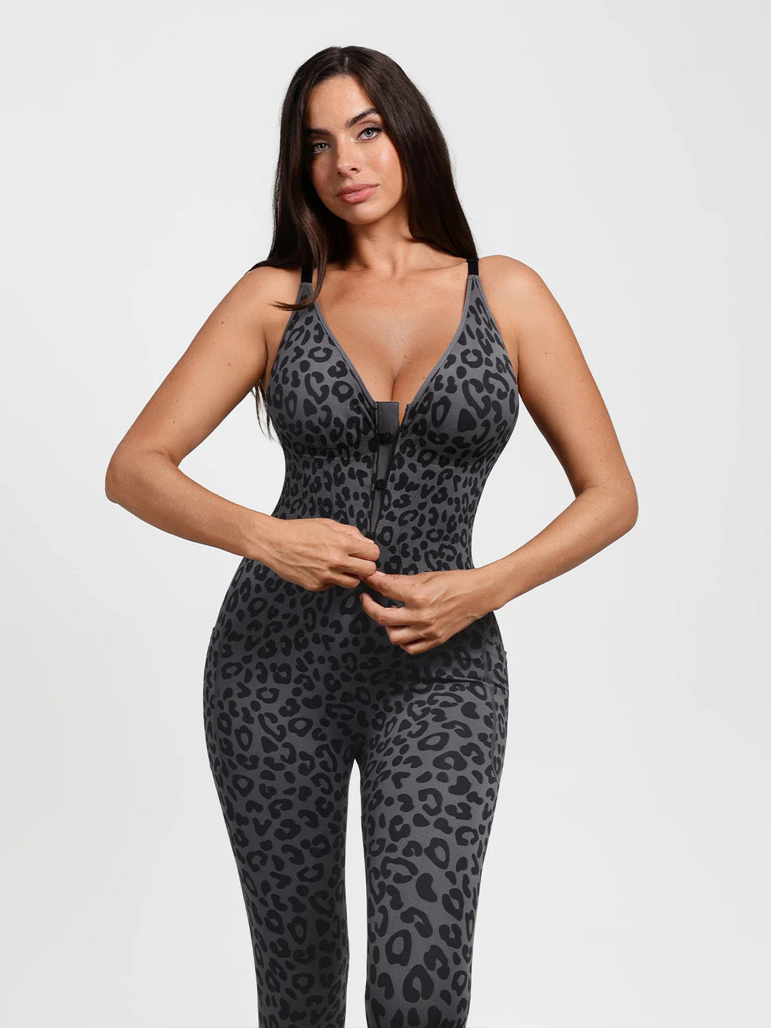 Popilush® Shapewear Zip Front Deep V Adjustable Strap Jumpsuit(DRAFT)