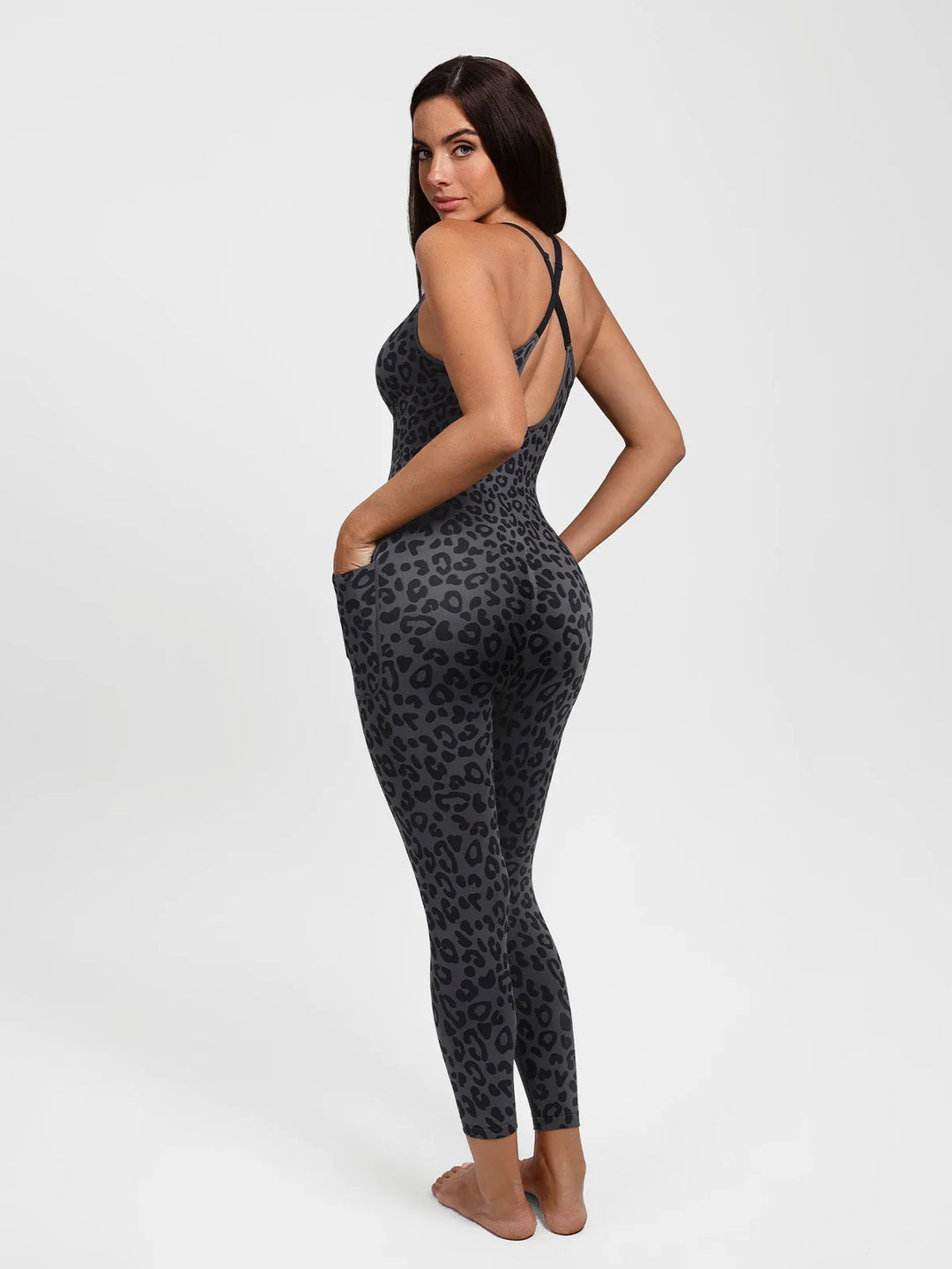 Popilush® Shapewear Zip Front Deep V Adjustable Strap Jumpsuit(DRAFT)