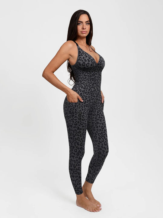 Shapewear Zip Front Deep V Adjustable Strap Jumpsuit