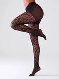 Popilush® Black / One Size Sheer Leopard Pattern Tights