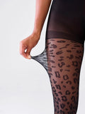 Popilush® Black / One Size Sheer Leopard Pattern Tights