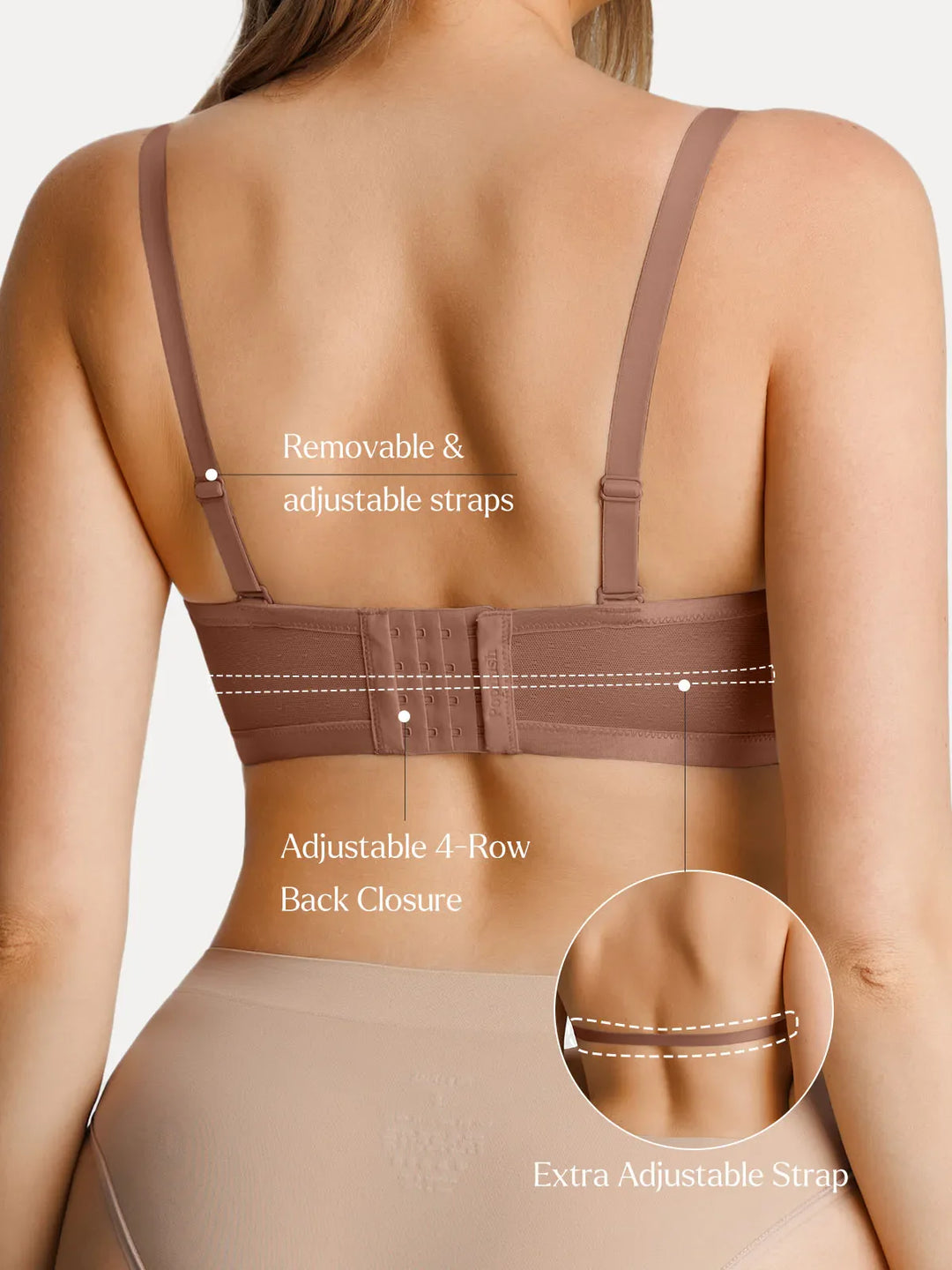Popilush® Sheer Mesh Strapless Minimizer Underwire Bra