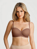 Popilush® Brown / 34B Sheer Mesh Strapless Minimizer Underwire Bra
