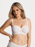 Popilush® White / 34B Sheer Mesh Strapless Minimizer Underwire Bra