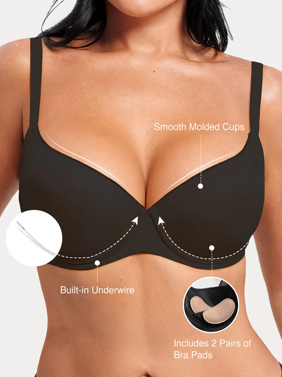 Popilush® Smooth Cup Underwire Push-Up Bra