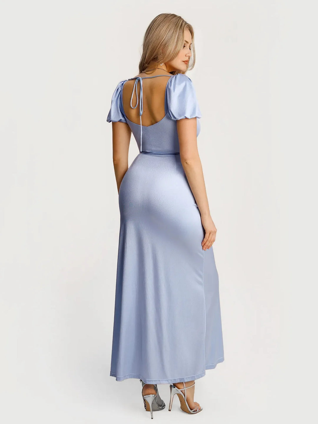 Popilush® Square Neck Slimming Maxi Dress with Sleeves