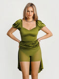 Popilush® Square Neck Slimming Maxi Dress with Sleeves